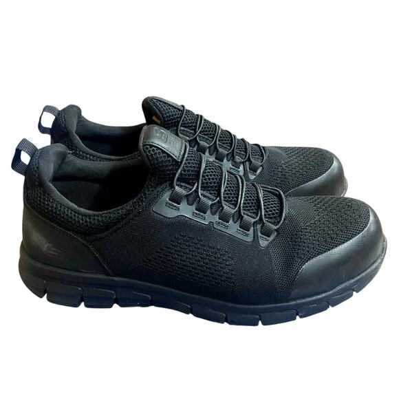 Skechers Men's Work Shoes 11.5 Black Slip Resistant Alloy Toe Memory Foam - Picture 4 of 9
